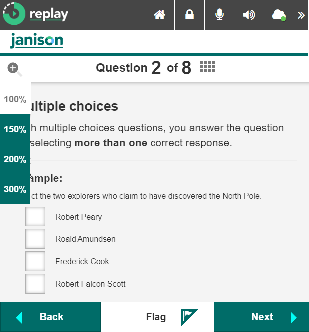 zoom tool on the Janison online exam software