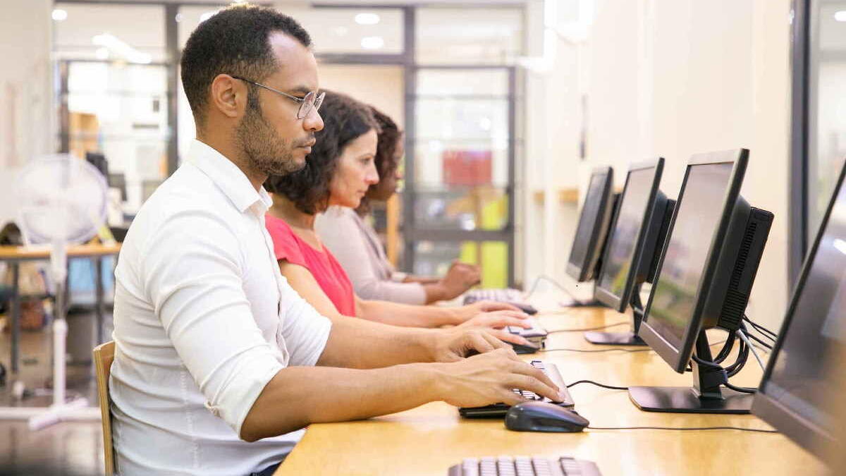 officer workers on computers