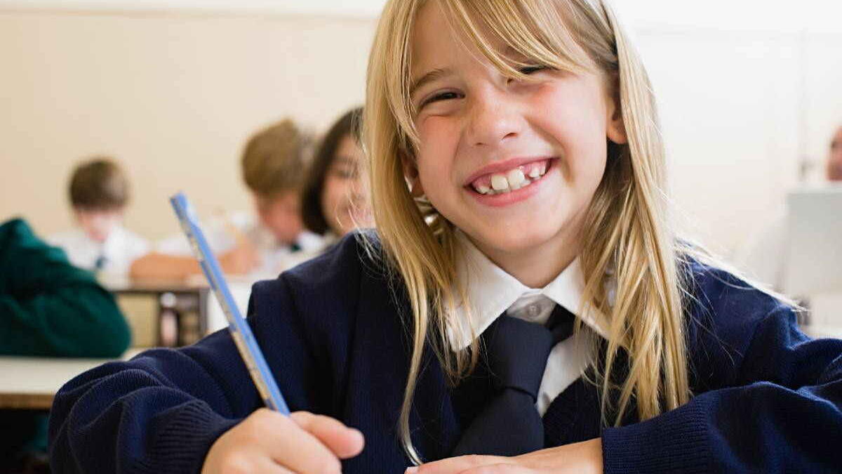 happy young female student