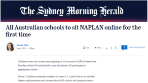 Screenshot of SMH article about NAPLAN online exam