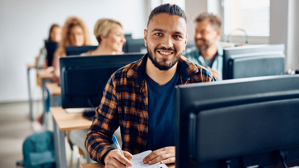 man taking test