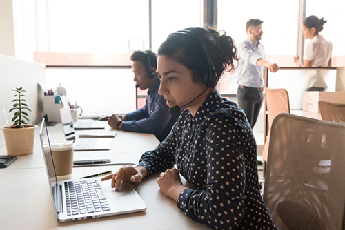 lady at computer working