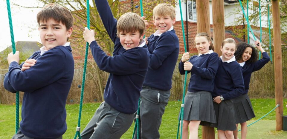 school kids playing in playground