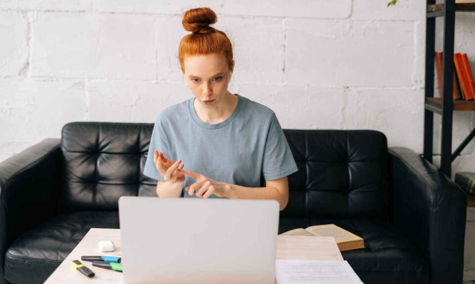ginger girl on laptop