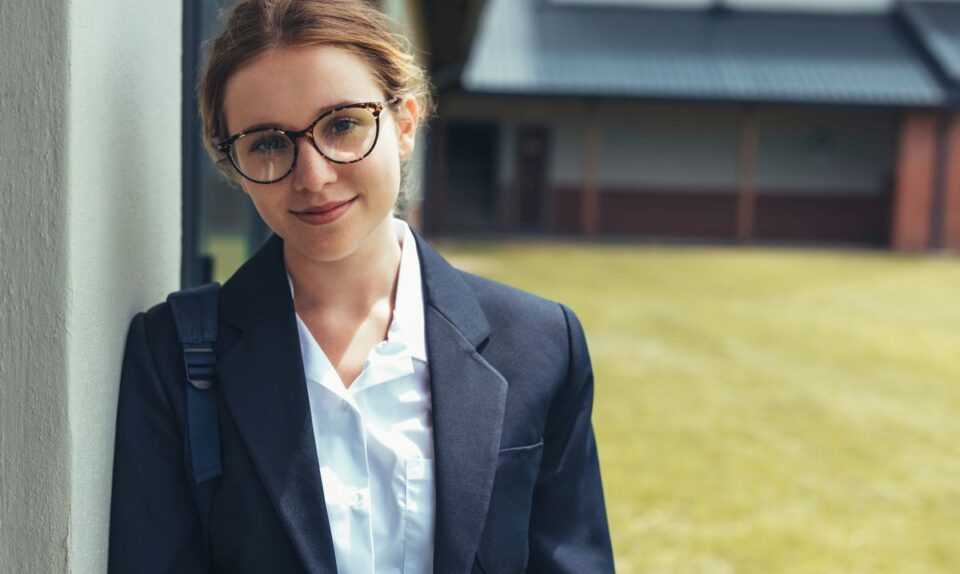student with glasses