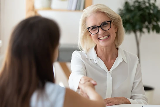 Job interview shaking hands