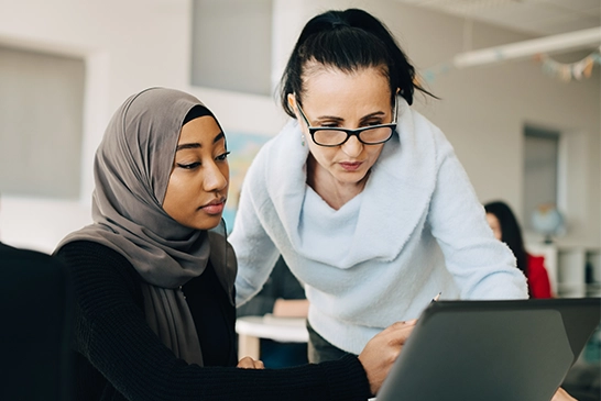 lady helping student
