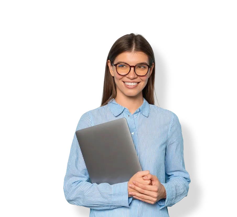 young woman with laptop